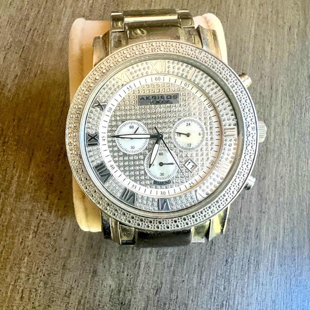 Akribos Chrome Diamond Watch